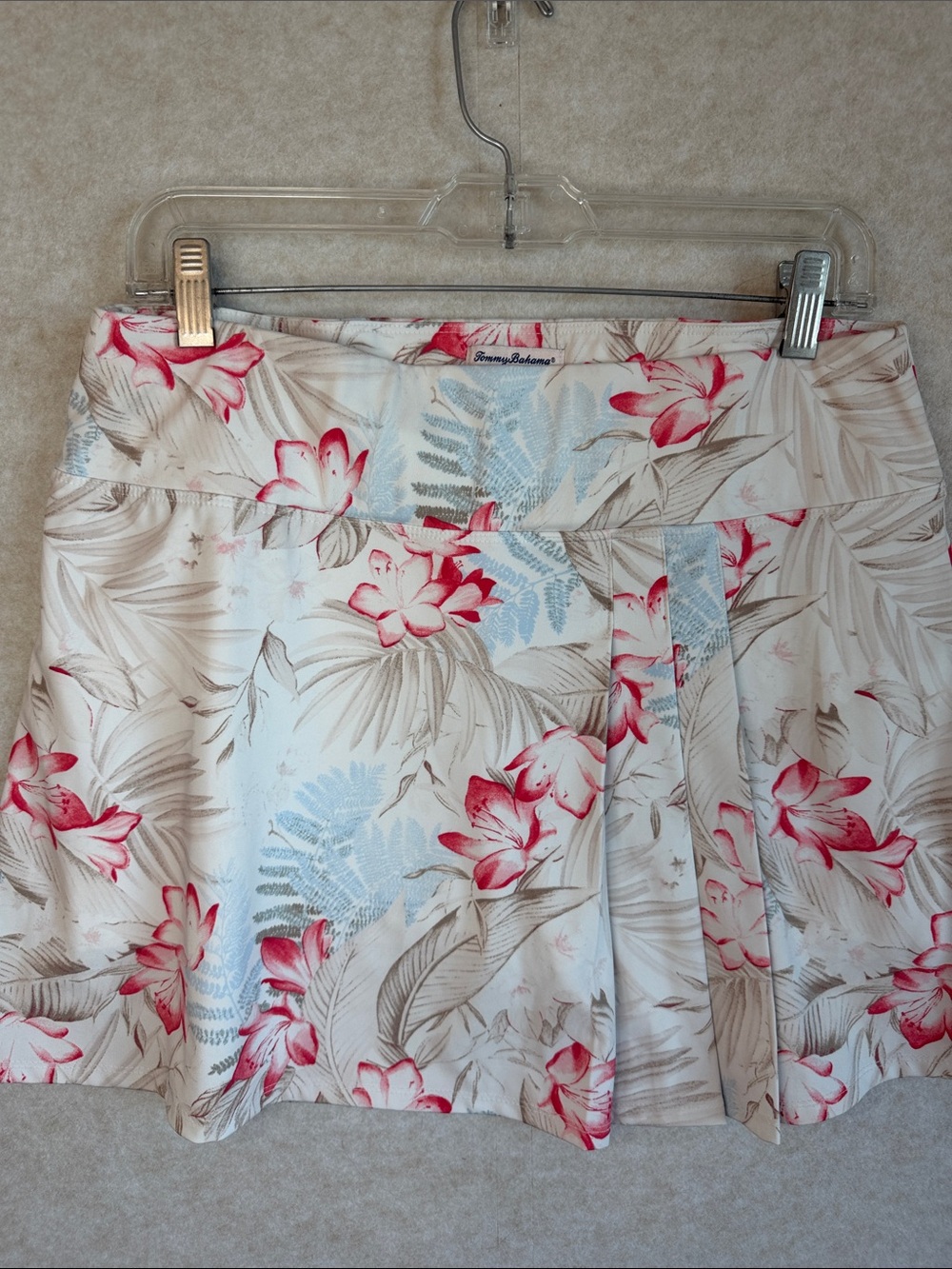 Tommy Bahama large Cream Skort Coral Floral multi active skirt shorts Hawaiian - Picture 7 of 8